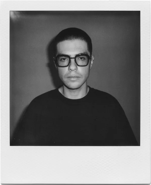 Polaroid self-portrait of Thomas Plagmann, black and white