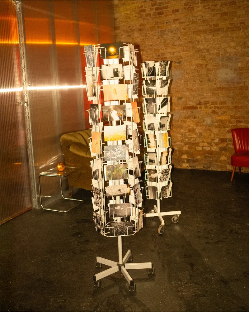 The two rotating postcard stands
