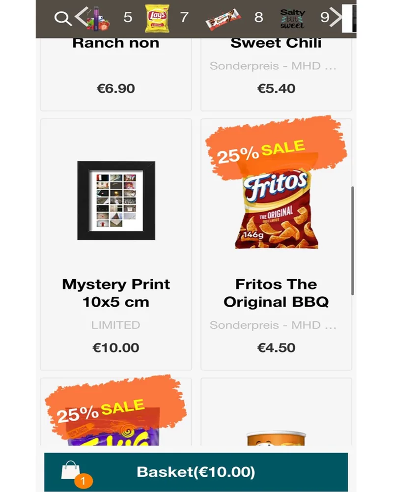 The kiosk web app used to buy a print