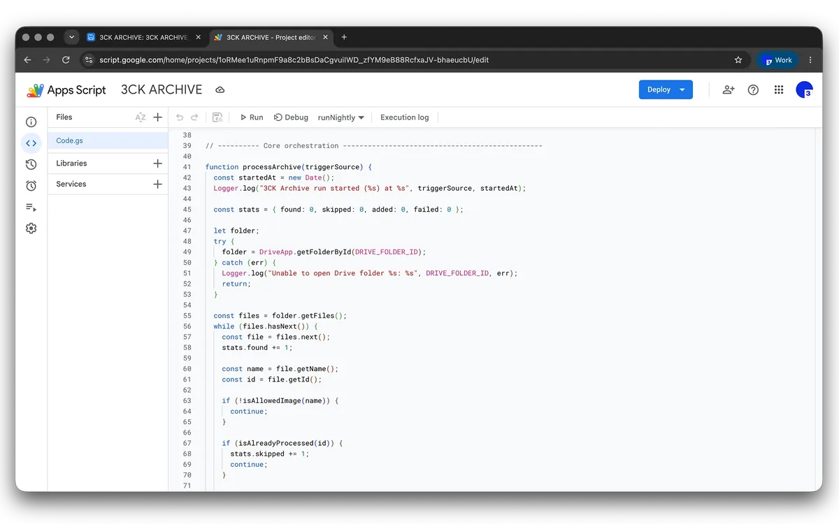 Apps Script that runs every night