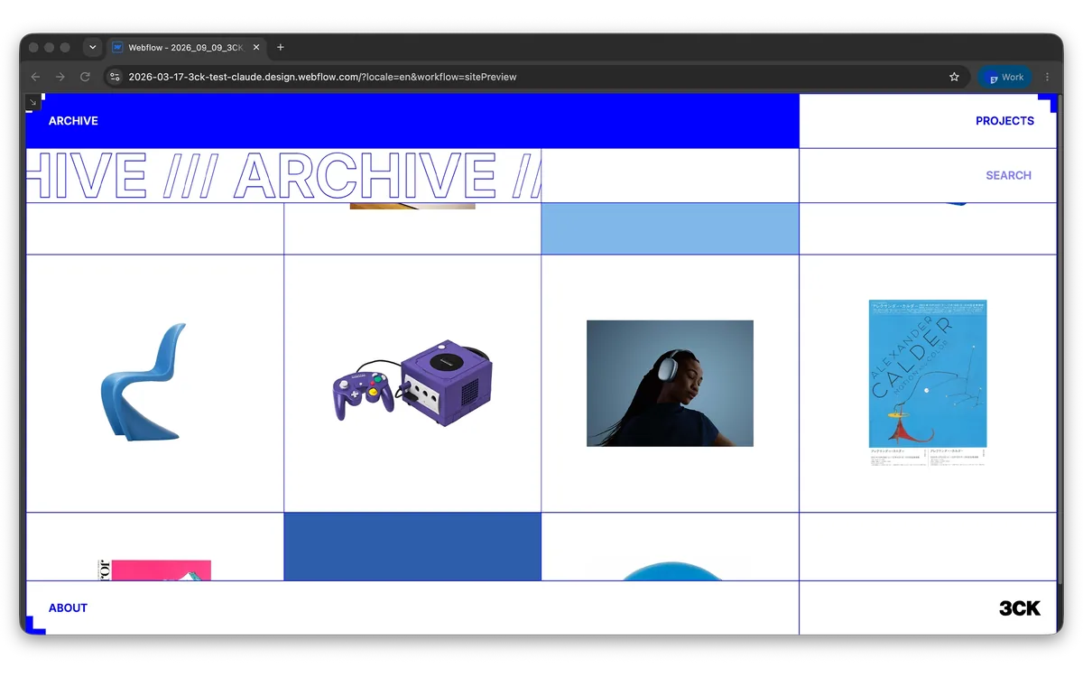 The 3CK website opening on the archive grid